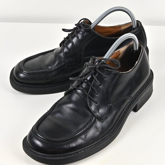 Giorgio Brutini Handcrafted Black Leather Apron Toe Derbies US 8 UK 7 Made Italy - Picture 16 of 16
